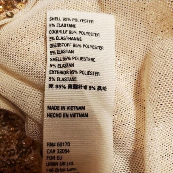 Free People Lights Out Gold Sequin Halter Tank Top Open Tie Back Large EUC - Picture 6 of 6